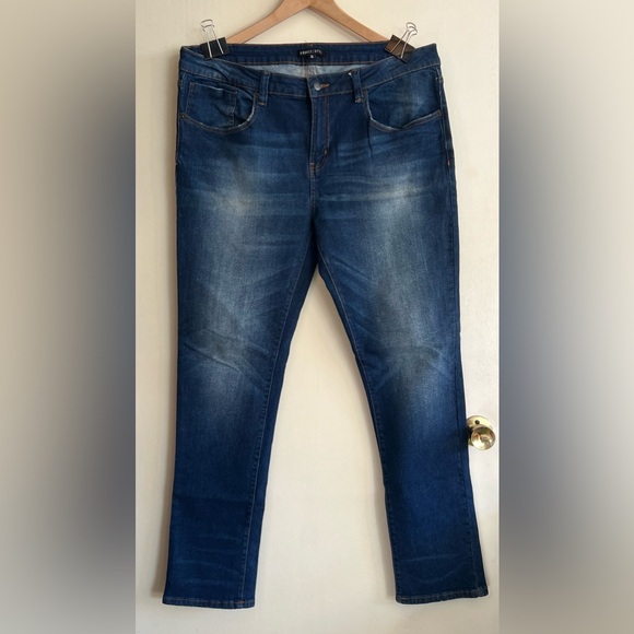 Double Dyed Dark Blue Denim Jeans - Picture 1 of 3